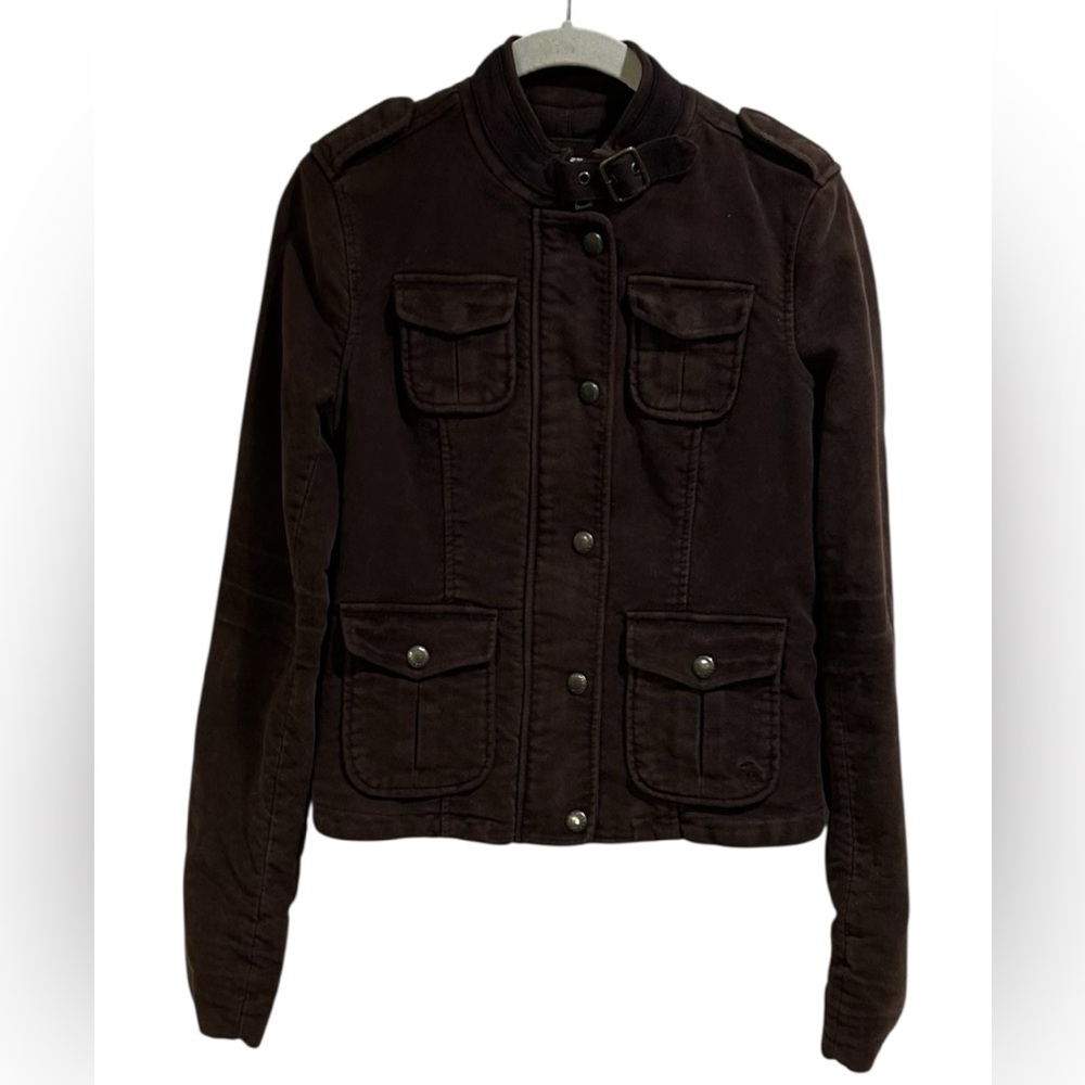 Vintage Abercrombie &Finch  Chocolate Brown Military  Moto Style Jacket Size - Picture 4 of 17